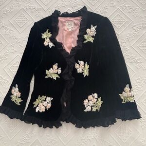Nanette Lepore Black Floral Velvet Jacket